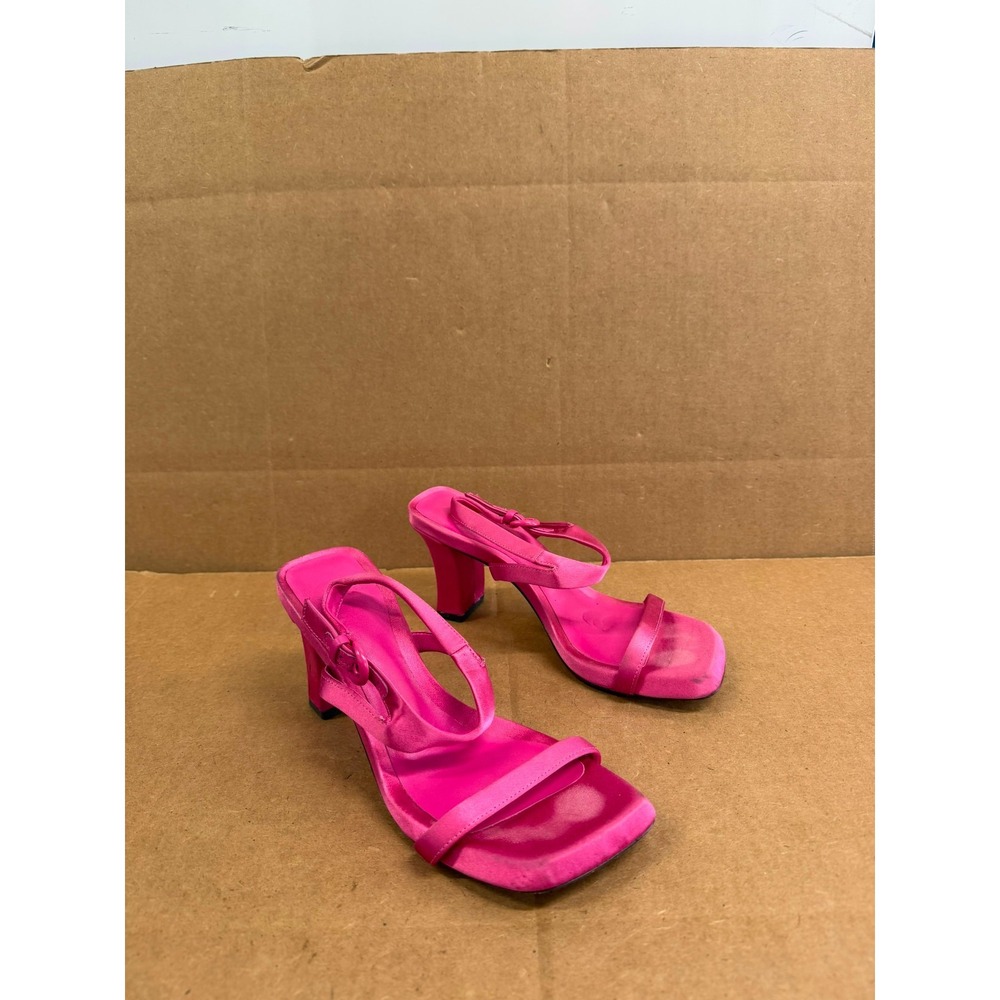 Vince Luella Satin Ankle-Strap Heeled Sandals Hot Pink Womens Size 6M US